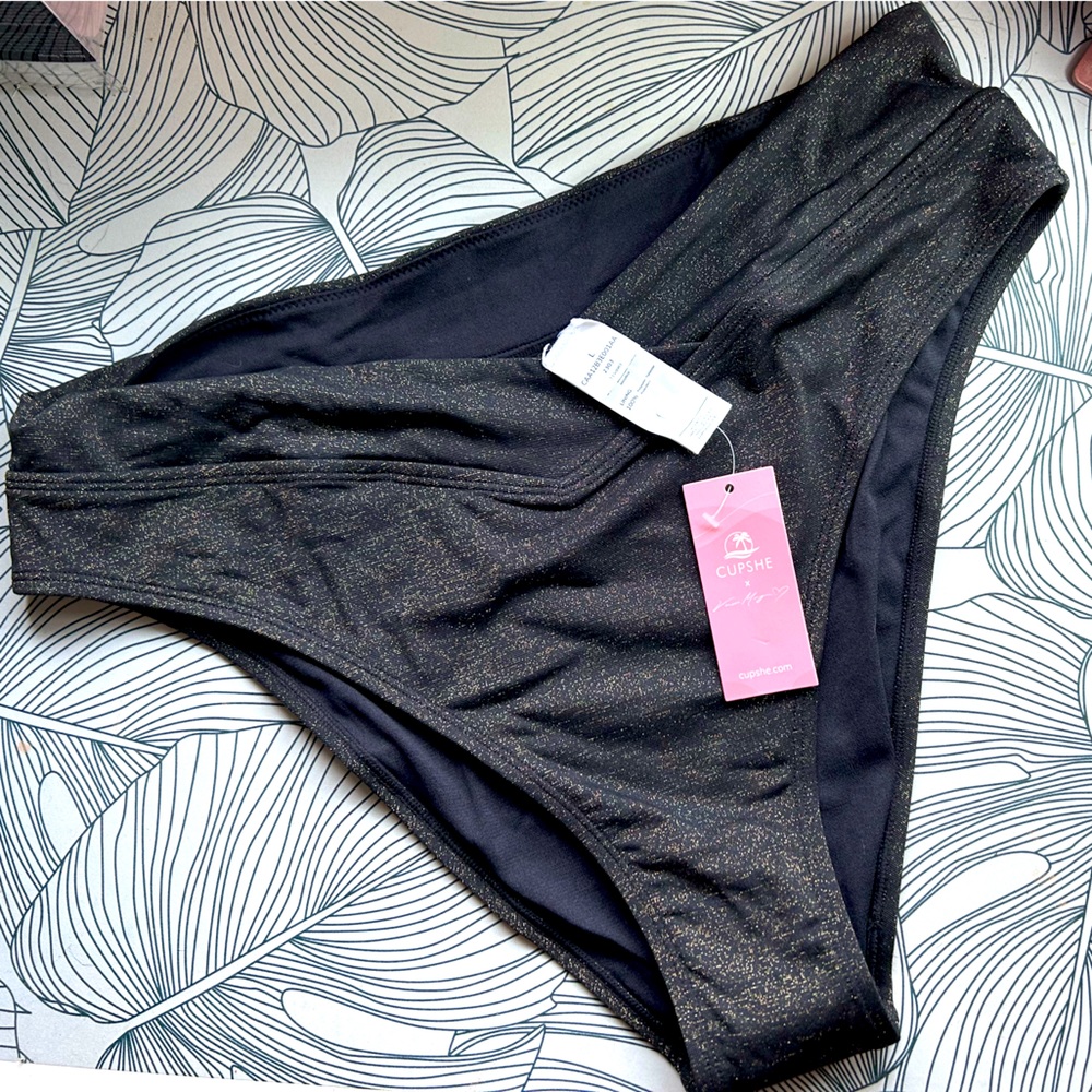 CUPSHE X Vanessa Sparkling Lurex Cheeky Bikini Bottom